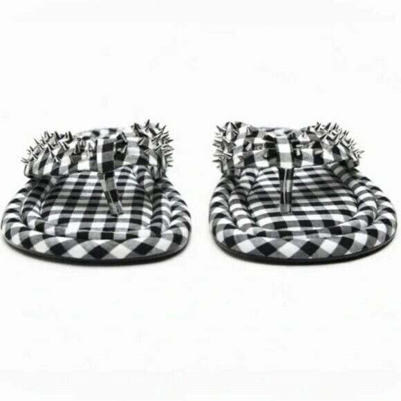Zara Studded Quilted Sandals Gingham - Picture 7 of 8
